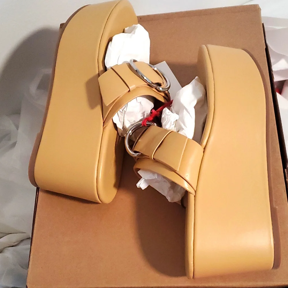 Zara Spiral Limited Edition Collection Leather Wedge Sandals NWT